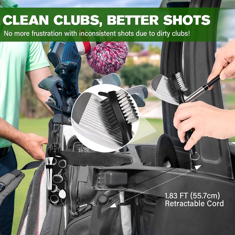 Wynaura 15PCS Golf Accessories Kit - Include Golf Club Cleaner Brush with Groove Cleaner Tool, Golf Ball Bag, Divot Tool with Magnetic Ball Marker, Towel, Golf Tees, Golf Gift for Men/Women - Image 5